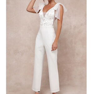 Lulu's White Lace Jumpsuit